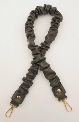 Angel Çanta Aksesuar 70 cm Büzgü Model Suni Deri Haki Renk Çanta Sapı Light Gold Metalli - 1