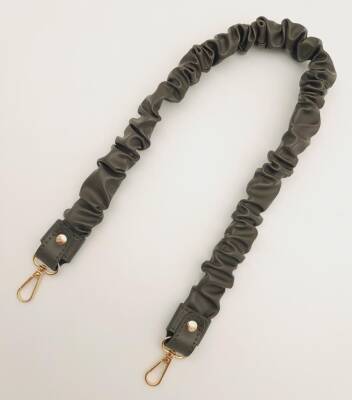 Angel Çanta Aksesuar 70 cm Büzgü Model Suni Deri Haki Renk Çanta Sapı Light Gold Metalli - 3