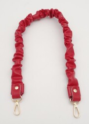 Angel Çanta Aksesuar 70 cm Büzgü Model Suni Deri Kırmızı Renk Çanta Sapı Light Gold Metalli - 3