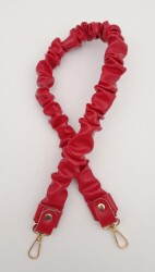 Angel Çanta Aksesuar 70 cm Büzgü Model Suni Deri Kırmızı Renk Çanta Sapı Light Gold Metalli - Angel Çanta Aksesuar