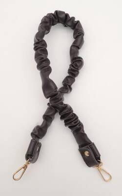 Angel Çanta Aksesuar 70 cm Büzgü Model Suni Deri Koyu Kahverengi Çanta Sapı Light Gold Metalli - 1