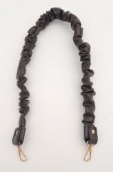 Angel Çanta Aksesuar 70 cm Büzgü Model Suni Deri Koyu Kahverengi Çanta Sapı Light Gold Metalli - 2