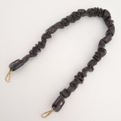 Angel Çanta Aksesuar 70 cm Büzgü Model Suni Deri Koyu Kahverengi Çanta Sapı Light Gold Metalli - 4