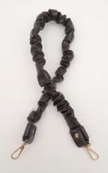 Angel Çanta Aksesuar 70 cm Büzgü Model Suni Deri Koyu Kahverengi Çanta Sapı Light Gold Metalli - Angel Çanta Aksesuar