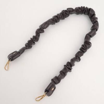 Angel Çanta Aksesuar 70 cm Büzgü Model Suni Deri Koyu Kahverengi Çanta Sapı Light Gold Metalli - 4