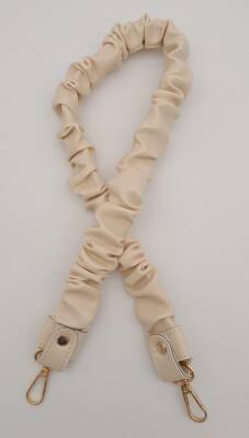 Angel Çanta Aksesuar 70 cm Büzgü Model Suni Deri Krem Renk Çanta Sapı Light Gold Metalli - 1