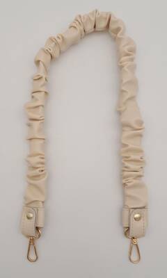 Angel Çanta Aksesuar 70 cm Büzgü Model Suni Deri Krem Renk Çanta Sapı Light Gold Metalli - 2