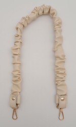 Angel Çanta Aksesuar 70 cm Büzgü Model Suni Deri Krem Renk Çanta Sapı Light Gold Metalli - 2