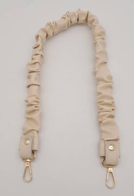 Angel Çanta Aksesuar 70 cm Büzgü Model Suni Deri Krem Renk Çanta Sapı Light Gold Metalli - 3