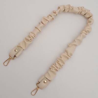 Angel Çanta Aksesuar 70 cm Büzgü Model Suni Deri Krem Renk Çanta Sapı Light Gold Metalli - 4
