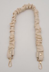 Angel Çanta Aksesuar 70 cm Büzgü Model Suni Deri Krem Renk Çanta Sapı Light Gold Metalli - 3