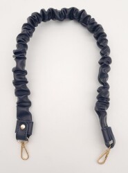 Angel Çanta Aksesuar 70 cm Büzgü Model Suni Deri Lacivert Renk Çanta Sapı Light Gold Metalli - 3