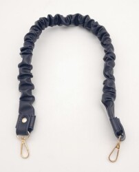 Angel Çanta Aksesuar 70 cm Büzgü Model Suni Deri Lacivert Renk Çanta Sapı Light Gold Metalli - 4