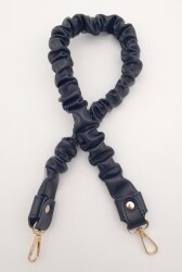 Angel Çanta Aksesuar 70 cm Büzgü Model Suni Deri Lacivert Renk Çanta Sapı Light Gold Metalli - Angel Çanta Aksesuar