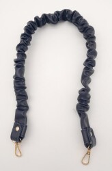 Angel Çanta Aksesuar 70 cm Büzgü Model Suni Deri Lacivert Renk Çanta Sapı Light Gold Metalli - 2