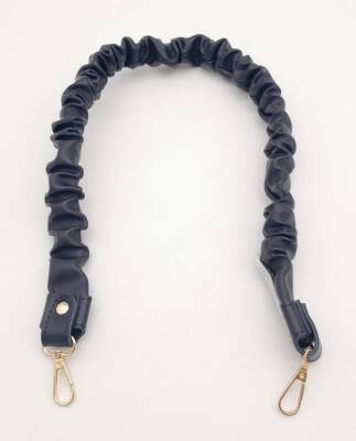 Angel Çanta Aksesuar 70 cm Büzgü Model Suni Deri Lacivert Renk Çanta Sapı Light Gold Metalli - 4