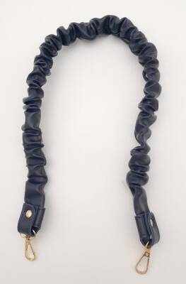 Angel Çanta Aksesuar 70 cm Büzgü Model Suni Deri Lacivert Renk Çanta Sapı Light Gold Metalli - 2