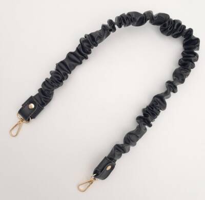 Angel Çanta Aksesuar 70 cm Büzgü Model Suni Deri Siyah Renk Çanta Sapı Light Gold Metalli - 4