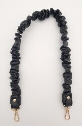 Angel Çanta Aksesuar 70 cm Büzgü Model Suni Deri Siyah Renk Çanta Sapı Light Gold Metalli - 2