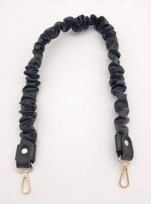 Angel Çanta Aksesuar 70 cm Büzgü Model Suni Deri Siyah Renk Çanta Sapı Light Gold Metalli - 3