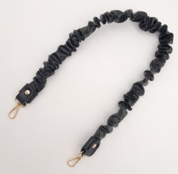 Angel Çanta Aksesuar 70 cm Büzgü Model Suni Deri Siyah Renk Çanta Sapı Light Gold Metalli - 4