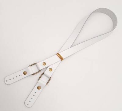 Angel Çanta Aksesuar Beyaz Renk Kare İki Model Gerçek Deri Çanta Sapı Antik Metalli - 3