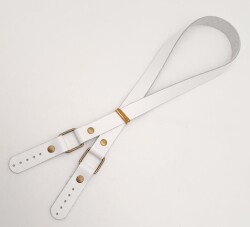 Angel Çanta Aksesuar Beyaz Renk Kare İki Model Gerçek Deri Çanta Sapı Antik Metalli - 3