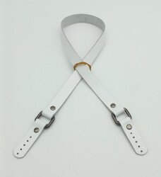 Angel Çanta Aksesuar Beyaz Renk Kare İki Model Gerçek Deri Çanta Sapı (Füme Metal) - Angel Çanta Aksesuar