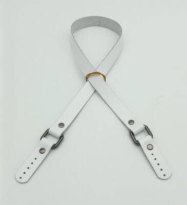 Angel Çanta Aksesuar Beyaz Renk Kare İki Model Gerçek Deri Çanta Sapı (Füme Metal) - 1