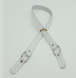 Angel Çanta Aksesuar Beyaz Renk Kare İki Model Gerçek Deri Çanta Sapı (Gümüş Metal) - Angel Çanta Aksesuar