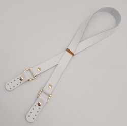 Angel Çanta Aksesuar Beyaz Renk Kare İki Model Gerçek Deri Çanta Sapı Light Gold Metalli - 3