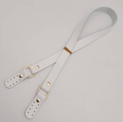 Angel Çanta Aksesuar Beyaz Renk Kare İki Model Gerçek Deri Çanta Sapı Light Gold Metalli - 3