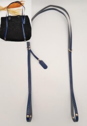 Angel Çanta Aksesuar Gerçek Deri Çantayı Saran Lacivert Renk İnce Sap Light Gold Metalli - Angel Çanta Aksesuar