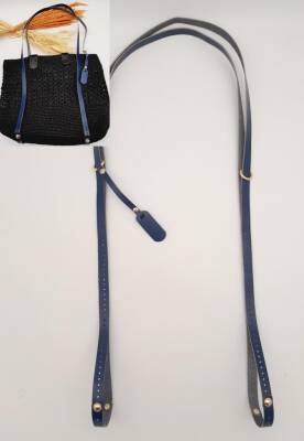 Angel Çanta Aksesuar Gerçek Deri Çantayı Saran Lacivert Renk İnce Sap Light Gold Metalli - 1