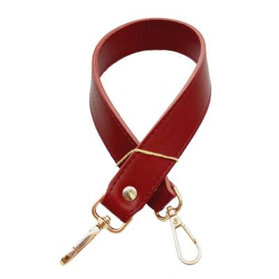 Angel Çanta Aksesuar Gerçek Deri Çift Kat Dikişli Kısa Sap Kırmızı - 1