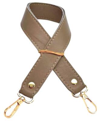 Angel Çanta Aksesuar Gerçek Deri Çift Kat Dikişli Kısa Sap Koyu Bej 48 cm - 1