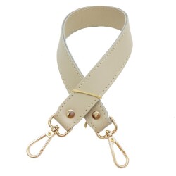 Angel Çanta Aksesuar Gerçek Deri Çift Kat Dikişli Kısa Sap Bej - Angel Çanta Aksesuar