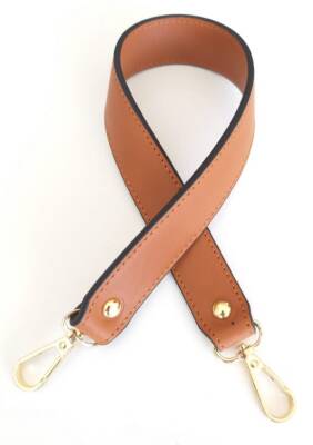 Angel Çanta Aksesuar Gerçek Deri Çift Kat, Dikişli Kısa Sap Taba - 1