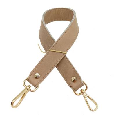 Angel Çanta Aksesuar Gerçek Deri Çift Kat Dikişli Kısa Sap Vizon - 1