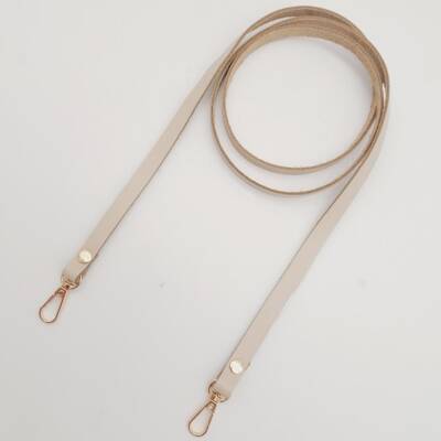 Angel Çanta Aksesuar Gerçek Deri Spagetti Model Bej Renk Light Gold Metal Çanta Sapı - 3