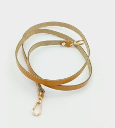 Angel Çanta Aksesuar Gerçek Deri Spagetti Model Hardal Light Gold Metal Çanta Sapı - Angel Çanta Aksesuar