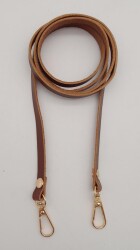 Angel Çanta Aksesuar Gerçek Deri Spagetti Model Kızıl Kahve Light Gold Metal Çanta Sapı - Angel Çanta Aksesuar