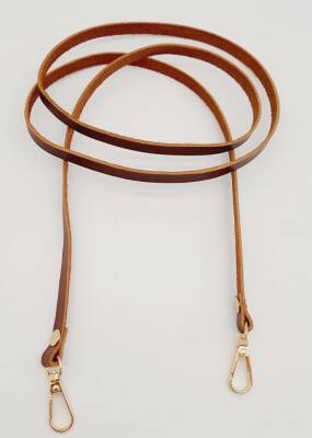 Angel Çanta Aksesuar Gerçek Deri Spagetti Model Kızıl Kahve Light Gold Metal Çanta Sapı - 2