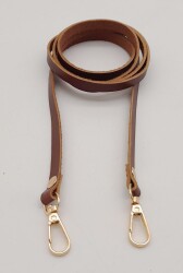 Angel Çanta Aksesuar Gerçek Deri Spagetti Model Kızıl Kahve Light Gold Metal Çanta Sapı - 3