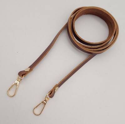 Angel Çanta Aksesuar Gerçek Deri Spagetti Model Kızıl Kahve Light Gold Metal Çanta Sapı - 4