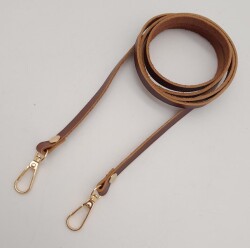 Angel Çanta Aksesuar Gerçek Deri Spagetti Model Kızıl Kahve Light Gold Metal Çanta Sapı - 4