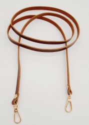 Angel Çanta Aksesuar Gerçek Deri Spagetti Model Kızıl Kahve Light Gold Metal Çanta Sapı - 2