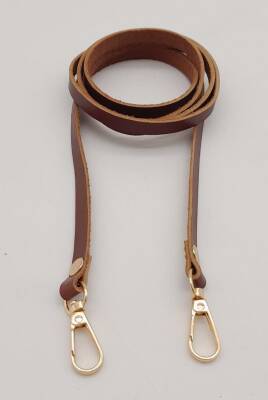 Angel Çanta Aksesuar Gerçek Deri Spagetti Model Kızıl Kahve Light Gold Metal Çanta Sapı - 3