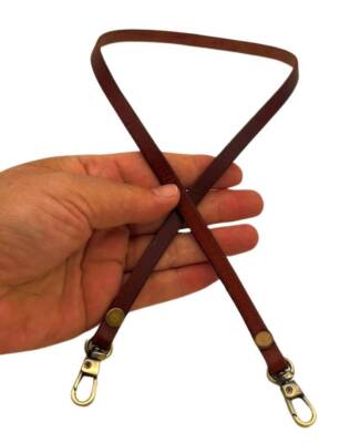 Angel Çanta Aksesuar Gerçek Deri Spagetti Model Kızıl Kahve Renk 65 cm Çanta Sapı Antik Metalli - 1