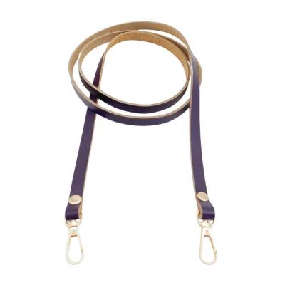 Angel Çanta Aksesuar Gerçek Deri Spagetti Model Mor Renk Light Gold Metal Çanta Sapı - 2